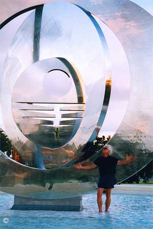 "Hal gives Thanks" SUN TIME by Hal Stowers, 1999 Monumental Stainless Steel Sculpture FrankCrum Corporate Campus, Clearwater Florida